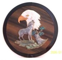 Eagle on 18" Dia. Wood Plaque